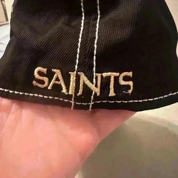 Reebok NFL New Orleans Saints Fitted Hat Cap Size S/M Black & Tan Football - Picture 4 of 11